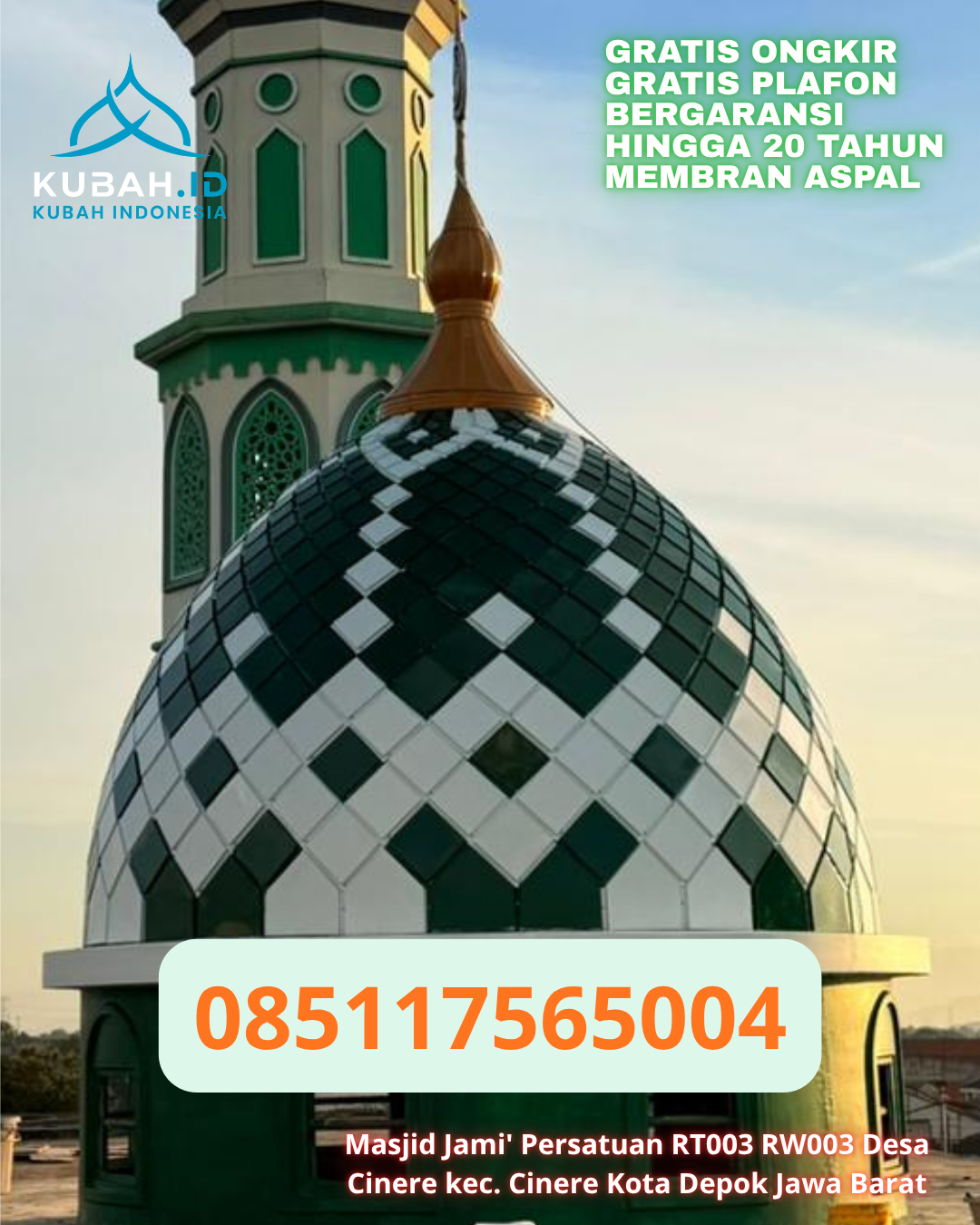 PRODUKSI KUBAH GRC HARGA TERJANGKAU KEC. PULAU LAUT TIMUR KAB. KOTABARU KALIMANTAN SELATAN WA 085117565004