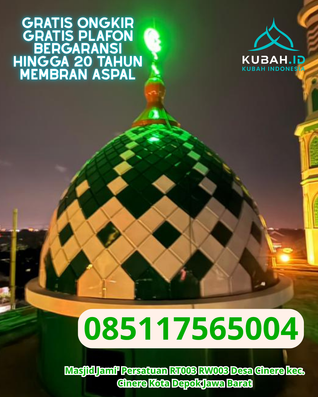 JUAL KUBAH MASJID ENAMEL BERKUALITAS DI LONG HUBUNG, KAB. MAHAKAM ULU, KALIMANTAN TIMUR (WA: 085117565004)