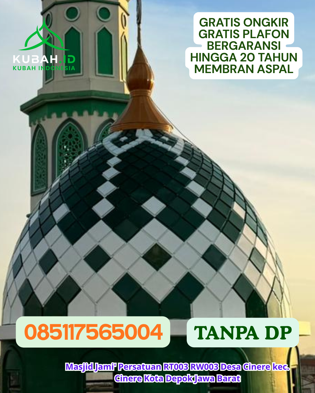 HARGA KUBAH MASJID ENAMEL TERJANGKAU KEC. TOPOYO KAB. MAMUJU TENGAH PROV. SULAWESI BARAT WA 085117565004