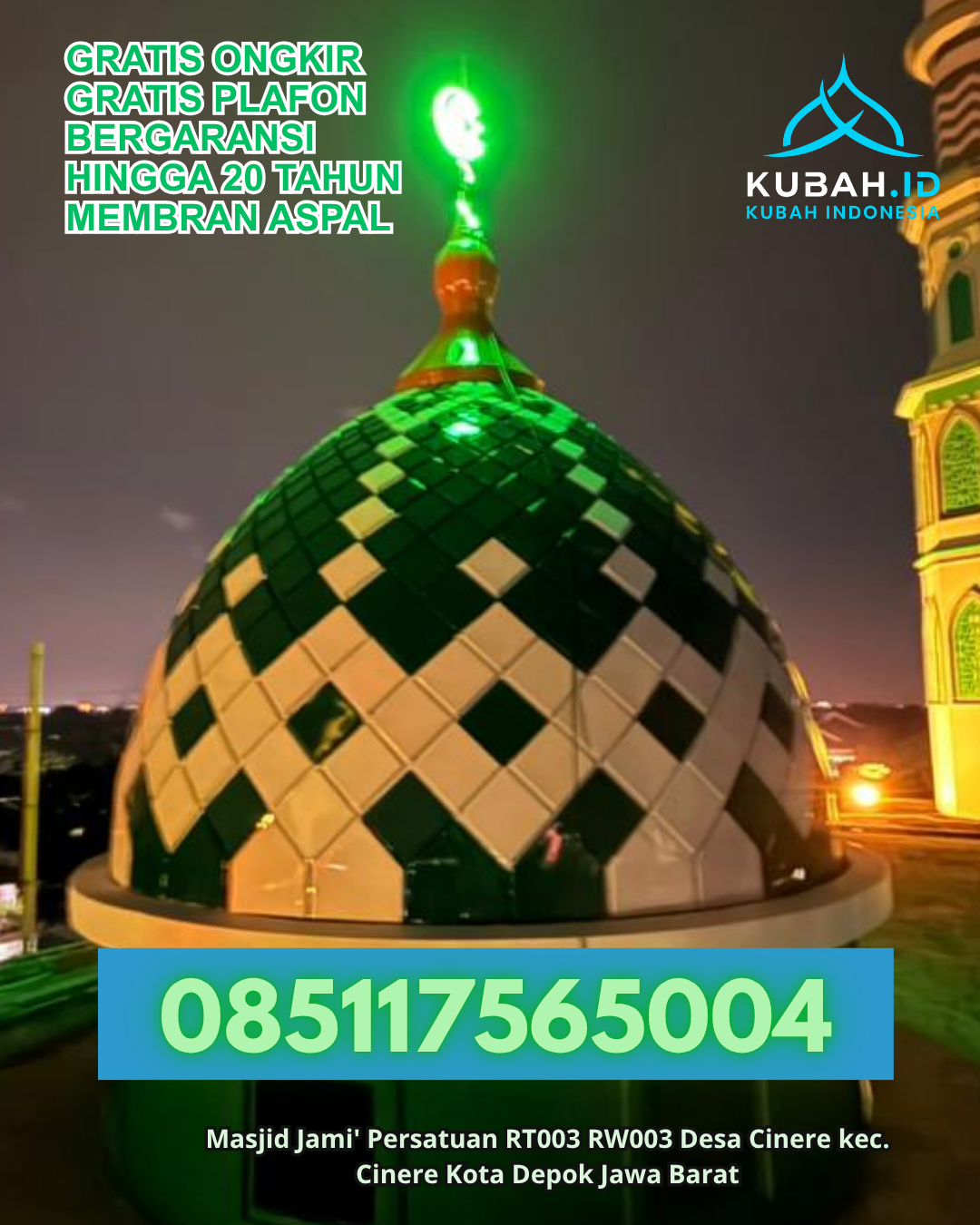 JUAL KUBAH MASJID ENAMEL BERKUALITAS DI LOA KULU, KAB. KUTAI KARTANEGARA, KALIMANTAN TIMUR (WA: 085117565004)