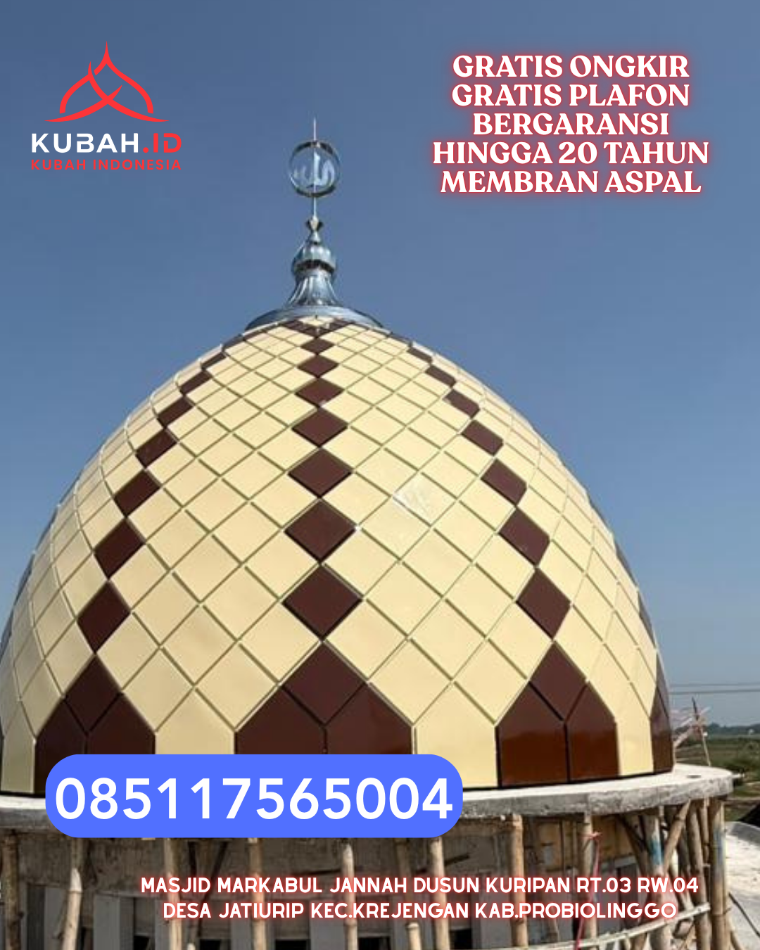 KUBAH ENAMEL BERGARANSI WARNA CERAH KEC. SENDANA KOTA PALOPO SULAWESI SELATAN WA 085117565004