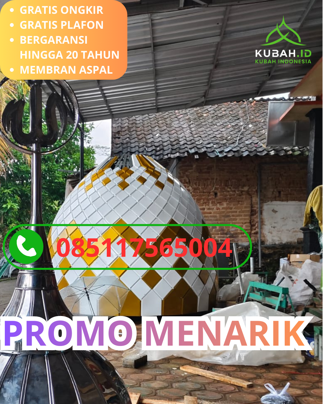 JUAL KUBAH MASJID GALVALUME TAHAN LAMA DI KEC. SUKOHARJO, KAB. SUKOHARJO, JAWA TENGAH (WA: 085117565004)
