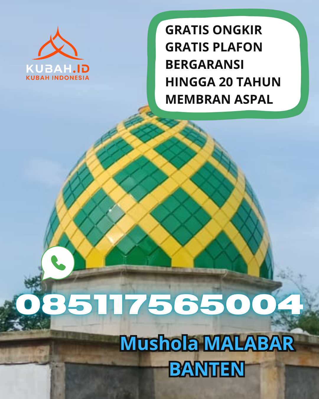 JUAL KUBAH MASJID GALVALUME PREMIUM DI ANGKOLA TIMUR, TAPANULI SELATAN, SUMATERA UTARA (WA: 085117565004)
