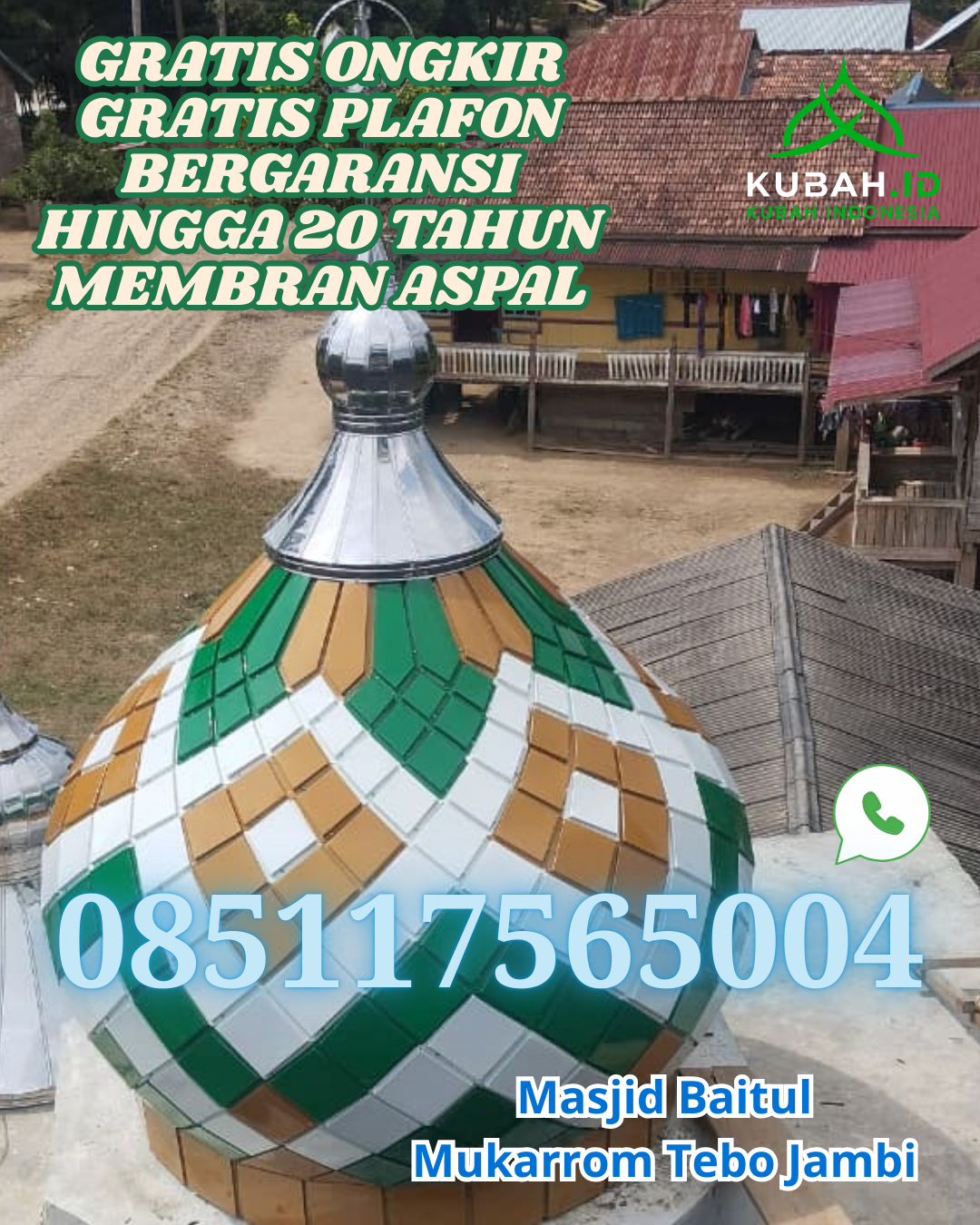 JUAL KUBAH MASJID GALVALUME TAHAN LAMA DI PINANGSORI, TAPANULI TENGAH, SUMATERA UTARA (WA: 085117565004)