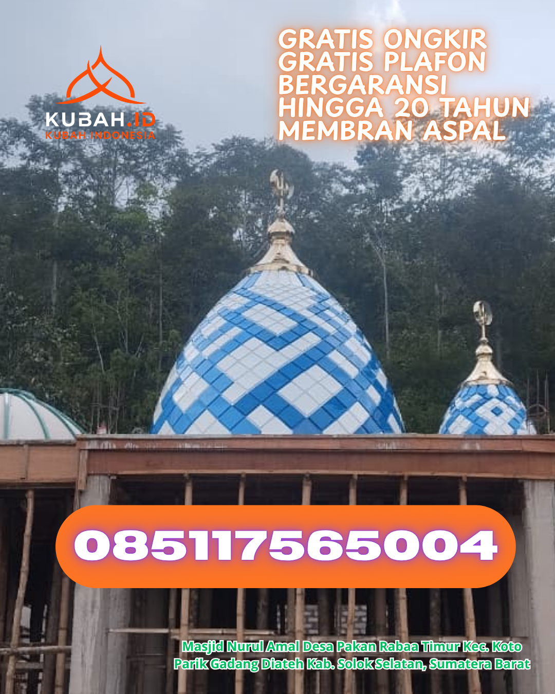 JUAL KUBAH MASJID ENAMEL PREMIUM DI GUMAY TALANG, LAHAT (WA: 085117565004)