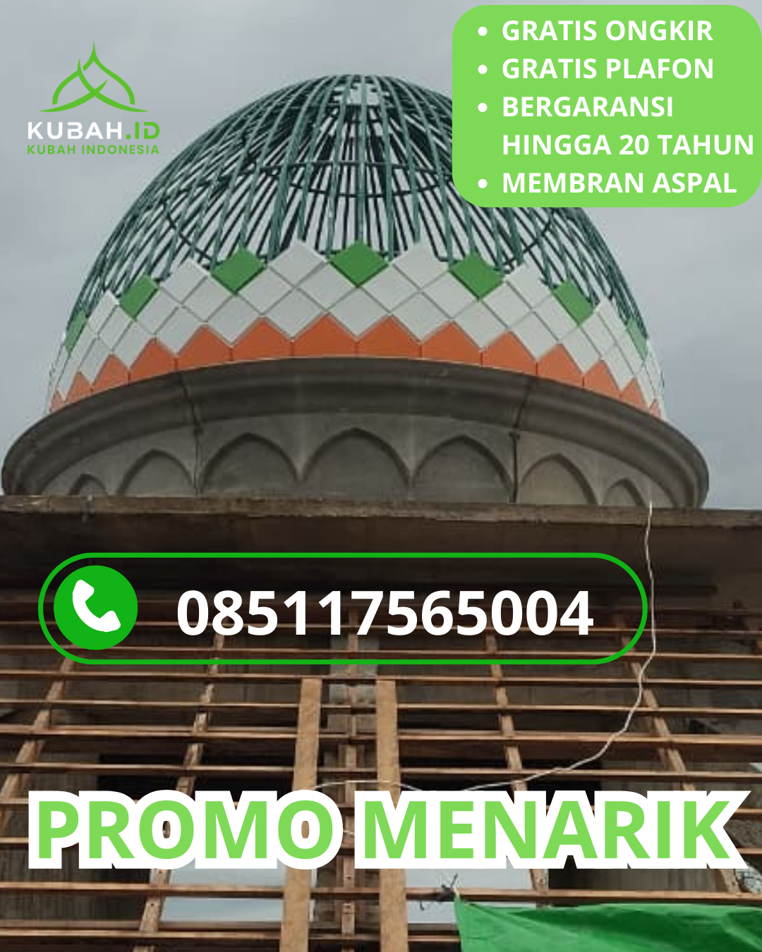 KUBAH MASJID GALVALUME DESAIN ELEGAN DI KEC. BALUNG, KAB. JEMBER, JAWA TIMUR (WA: 085117565004)