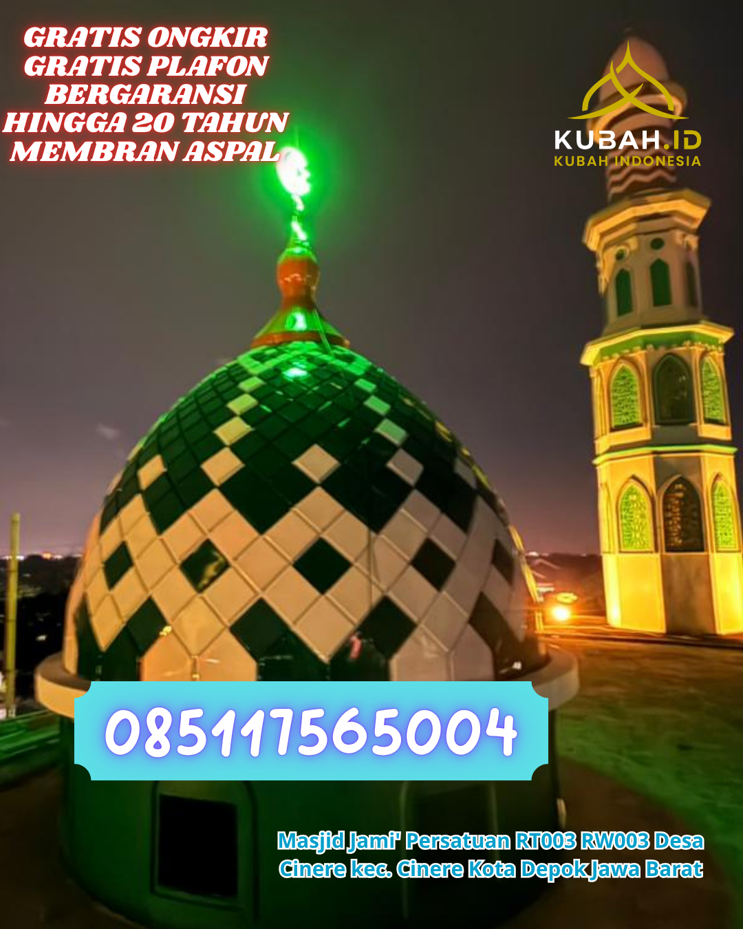 PUSAT KUBAH MASJID GRC BERKUALITAS DI MIDAI, NATUNA, KEPULAUAN RIAU (WA: 085117565004)
