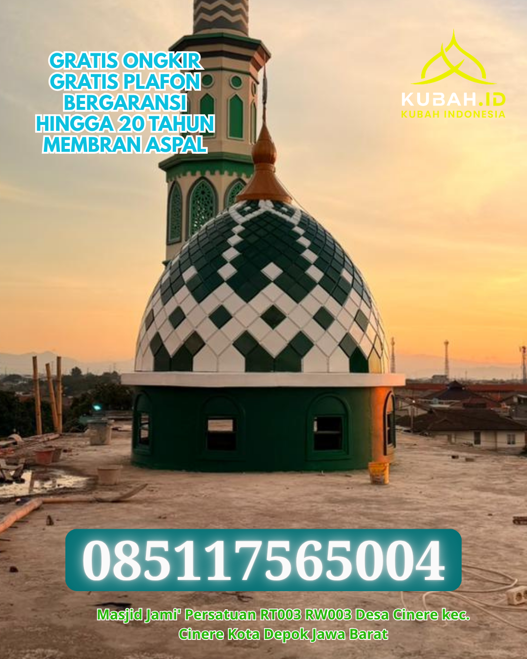 KUBAH MASJID ENAMEL KUALITAS PREMIUM TAHAN LAMA KEC. KAPUAS TIMUR KAB. KAPUAS KALIMANTAN TENGAH WA 085117565004