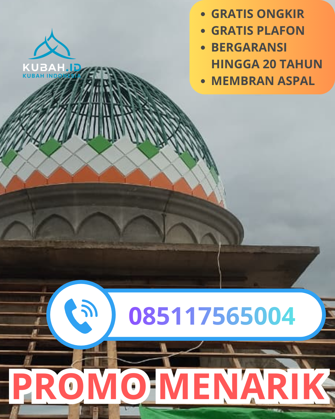 JUAL KUBAH MASJID GALVALUME PREMIUM DI KEC. GONDANGLEGI, KAB. MALANG, JAWA TIMUR (WA: 085117565004)