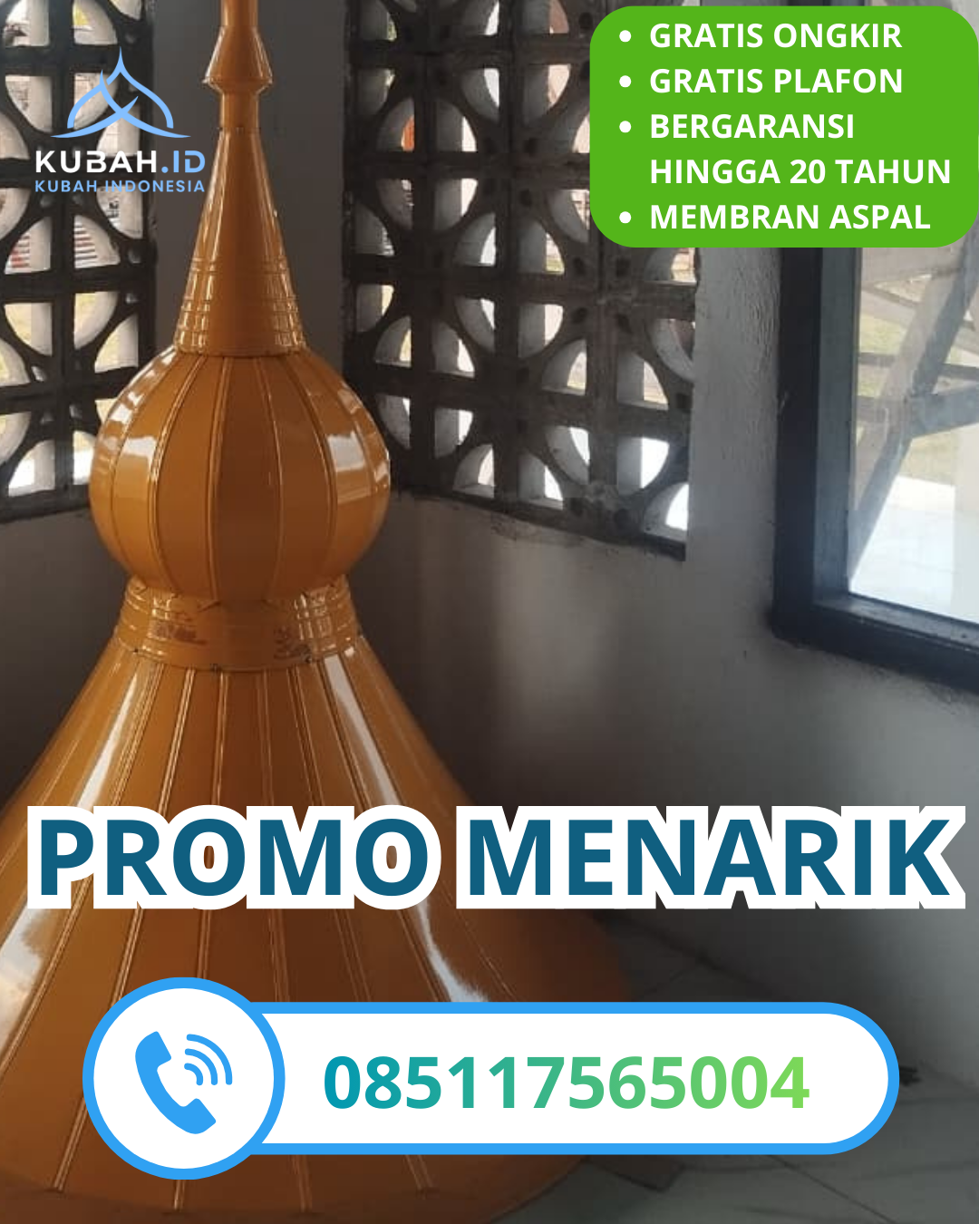 KUBAH MASJID GALVALUME BERKUALITAS BERGARANSI DI KEC. BENDO, KAB. MAGETAN, JAWA TIMUR (WA: 085117565004)