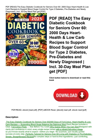 pdf [read] the easy diabetic cookbook for seniors over 60 2000 days heart-health & low carb recipes