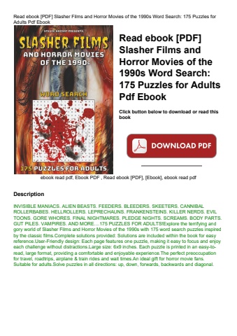 read ebook [pdf] slasher films and horror movies of the 1990s word search 175 puzzles for adults pdf