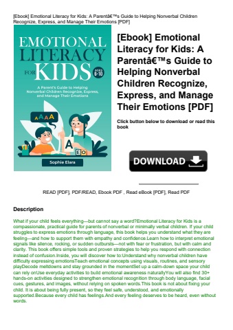 [ebook] emotional literacy for kids a parentã¢â€â™s guide to helping nonverbal children recognize  e