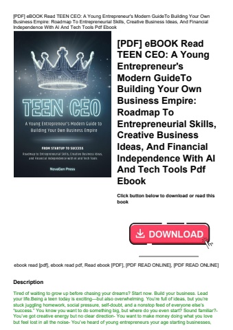[pdf] ebook read teen ceo a young entrepreneur's modern guideto building your own business empire ro