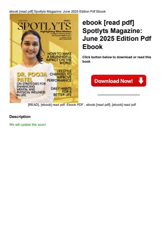 ebook [read pdf] spotlyts magazine june 2025 edition pdf ebook