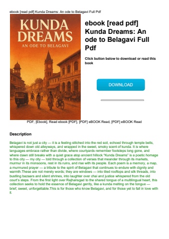 ebook [read pdf] kunda dreams an ode to belagavi full pdf