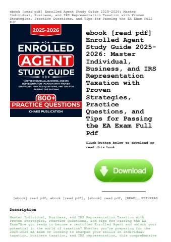 ebook [read pdf] enrolled agent study guide 2025-2026 master individual  business  and irs represent
