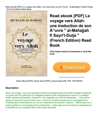 read ebook [pdf] le voyage vers allah une traduction de son ã…â“uvre  al-mahajjah fi sayri'l-dulja