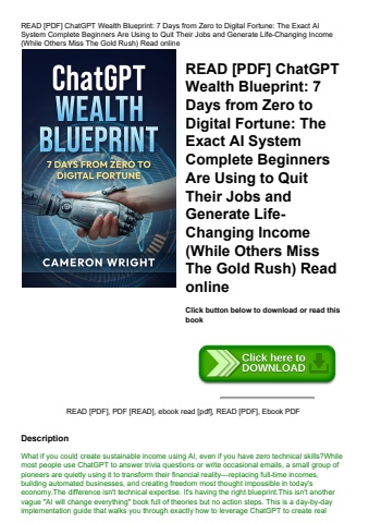 read [pdf] chatgpt wealth blueprint 7 days from zero to digital fortune the exact ai system complete