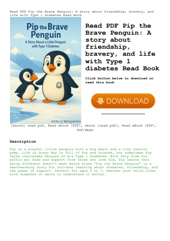 read pdf pip the brave penguin a story about friendship  bravery  and life with type 1 diabetes read