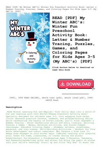 read [pdf] my winter abc's winter fun preschool activity book letter & number tracing  puzzles  game