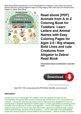 read ebook [pdf] animals from a to z coloring book for toddlers learn letters and animal names with