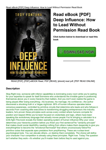 read ebook [pdf] deep influence how to lead without permission read book