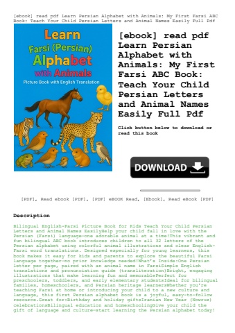 [ebook] read pdf learn persian alphabet with animals my first farsi abc book teach your child persia