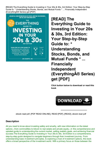 [read] the everything guide to investing in your 20s & 30s  3rd edition your step-by-step guide to