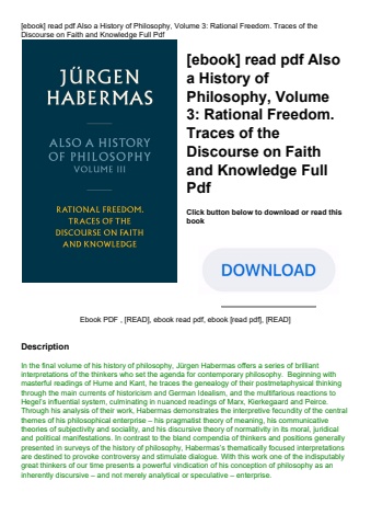 [ebook] read pdf also a history of philosophy  volume 3 rational freedom