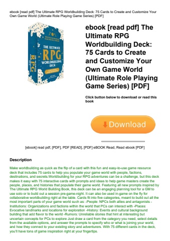 ebook [read pdf] the ultimate rpg worldbuilding deck 75 cards to create and customize your own game