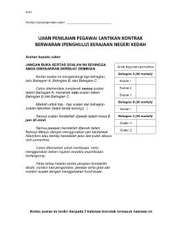 SOALAN PEPERIKSAAN UJAN PENILAIAN PEGAWAI LANTIKAN KONTRAK BERWARAN - (Penghulu) GRED 29