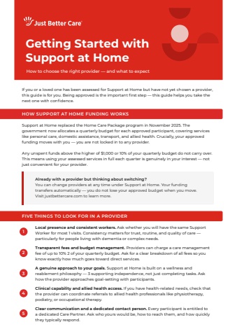 getting started with support at home - choosing a provider