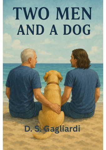 two men and a dog