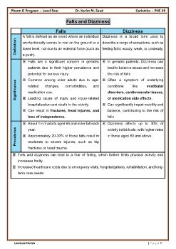 Falls and Dizziness