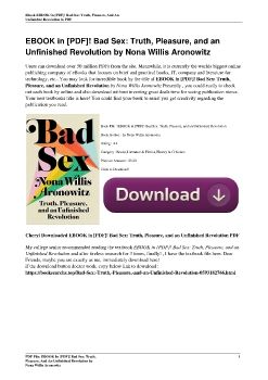 EBOOK in [PDF]! Bad Sex: Truth, Pleasure, and an Unfinished Revolution by Nona Willis Aronowitz