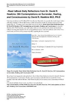 ~Read !eBook Daily Reflections from Dr. David R. Hawkins: 365 Contemplations on Surrender, Healing, and Consciousness by David R. Hawkins M.D. PH.D