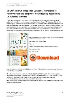 EBOOK in [PDF]! Hope for Cancer: 7 Principles to Remove Fear and Empower Your Healing Journey by Dr. Antonio Jimenez