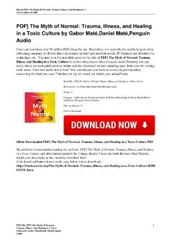 PDF] The Myth of Normal: Trauma, Illness, and Healing in a Toxic Culture by Gabor Maté,Daniel Maté,Penguin Audio