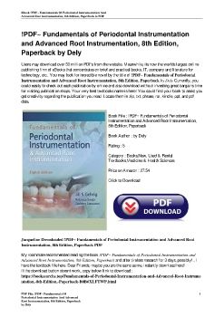 !PDF~ Fundamentals of Periodontal Instrumentation and Advanced Root Instrumentation, 8th Edition, Paperback by Dely