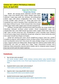 Angsa dan Telur Emas (Catatan dan Latihan, 26 April 2021)