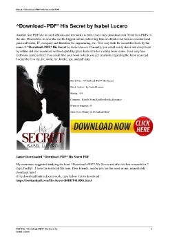 ^Download~PDF* His Secret by Isabel Lucero