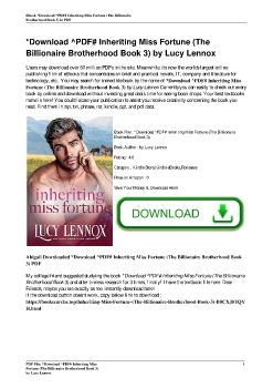 *Download ^PDF# Inheriting Miss Fortune (The Billionaire Brotherhood Book 3) by Lucy Lennox