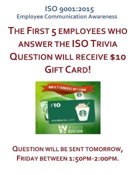 $10 Gift Card for Trivia Question-English