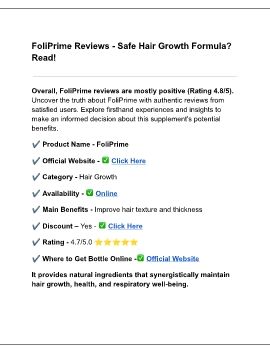 Foli Prime Review - Is This Hair Growth Formula Safe? Read!