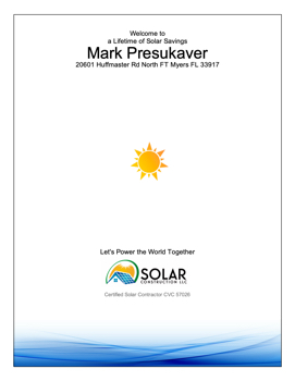 Mark Presukaver MISSION SOLAR