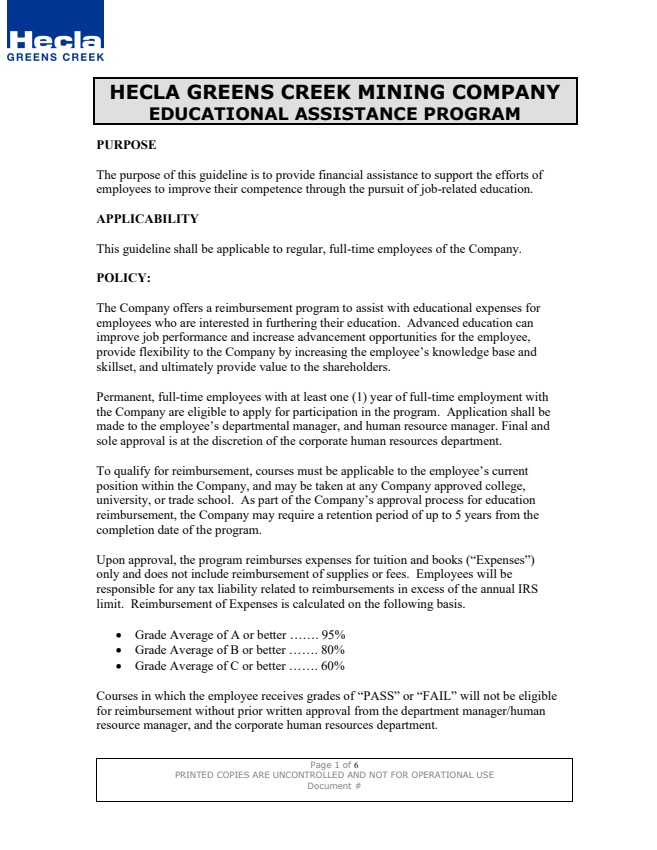 Educational Assistance Eduction Program May 2023