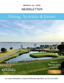 The Club at Kingsmill Newsletter March 16, 2020