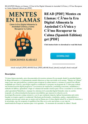 read [pdf] mentes en llamas cãƒâ³mo la era digital alimenta la ansiedad crãƒâ³nica y cãƒâ³mo recuper