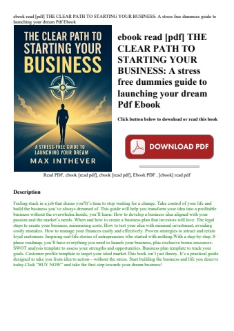 ebook read [pdf] the clear path to starting your business a stress free dummies guide to launching y